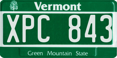 VT license plate XPC843