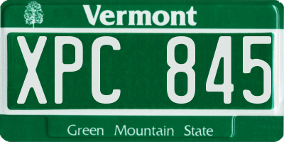 VT license plate XPC845