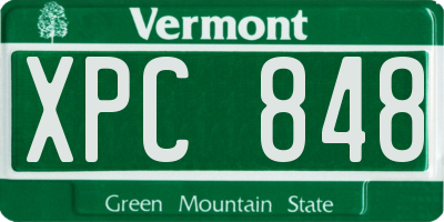 VT license plate XPC848