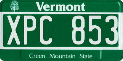 VT license plate XPC853