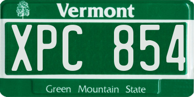 VT license plate XPC854