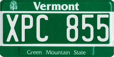 VT license plate XPC855
