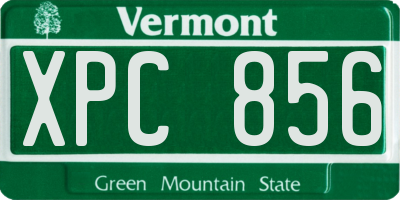 VT license plate XPC856