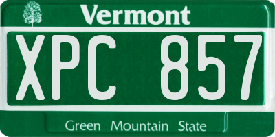 VT license plate XPC857
