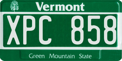 VT license plate XPC858