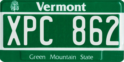 VT license plate XPC862