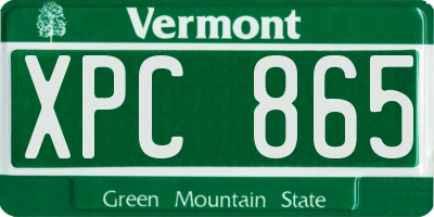 VT license plate XPC865