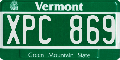 VT license plate XPC869