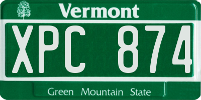 VT license plate XPC874
