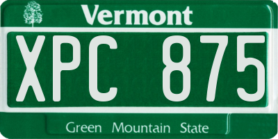 VT license plate XPC875