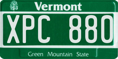 VT license plate XPC880