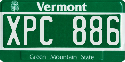VT license plate XPC886
