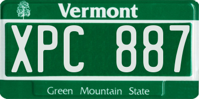 VT license plate XPC887