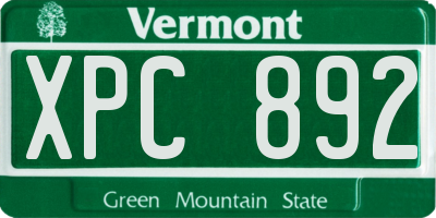 VT license plate XPC892