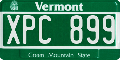 VT license plate XPC899