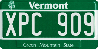 VT license plate XPC909