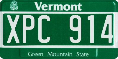 VT license plate XPC914