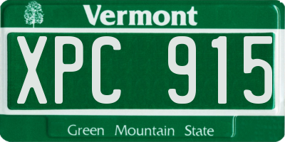 VT license plate XPC915