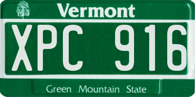 VT license plate XPC916