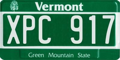 VT license plate XPC917