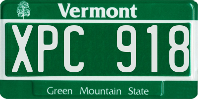 VT license plate XPC918