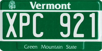 VT license plate XPC921