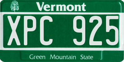 VT license plate XPC925