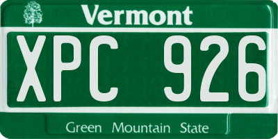 VT license plate XPC926