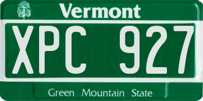 VT license plate XPC927