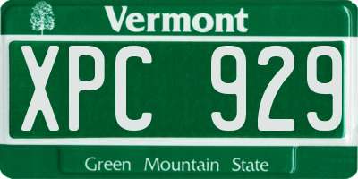 VT license plate XPC929
