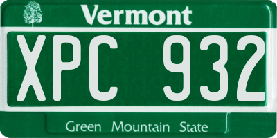 VT license plate XPC932
