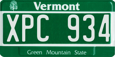 VT license plate XPC934