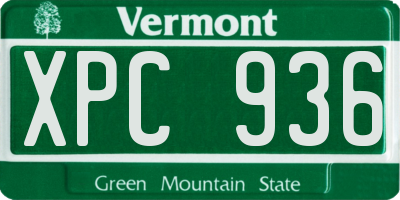 VT license plate XPC936