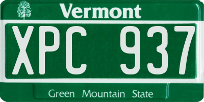 VT license plate XPC937