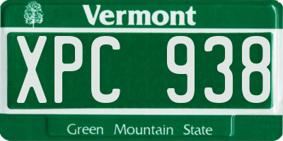 VT license plate XPC938