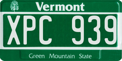 VT license plate XPC939