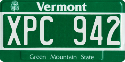 VT license plate XPC942