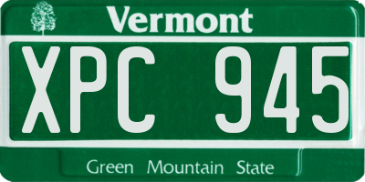 VT license plate XPC945