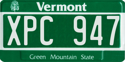 VT license plate XPC947