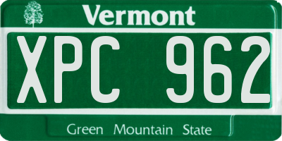 VT license plate XPC962