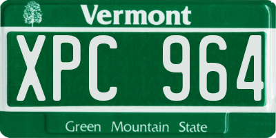 VT license plate XPC964