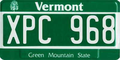 VT license plate XPC968