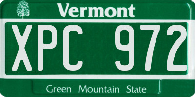 VT license plate XPC972