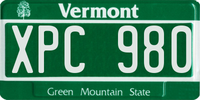 VT license plate XPC980