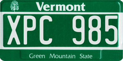VT license plate XPC985