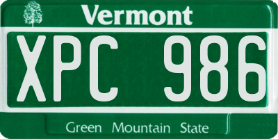 VT license plate XPC986