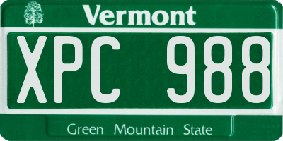 VT license plate XPC988