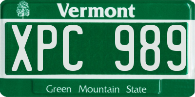 VT license plate XPC989