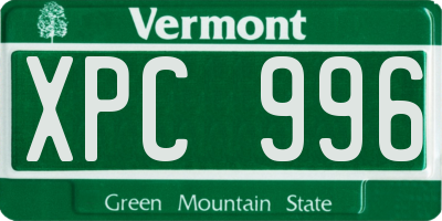 VT license plate XPC996