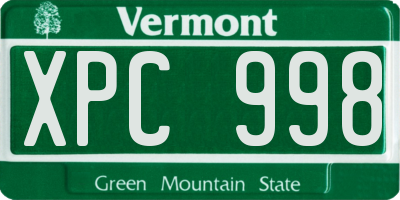 VT license plate XPC998